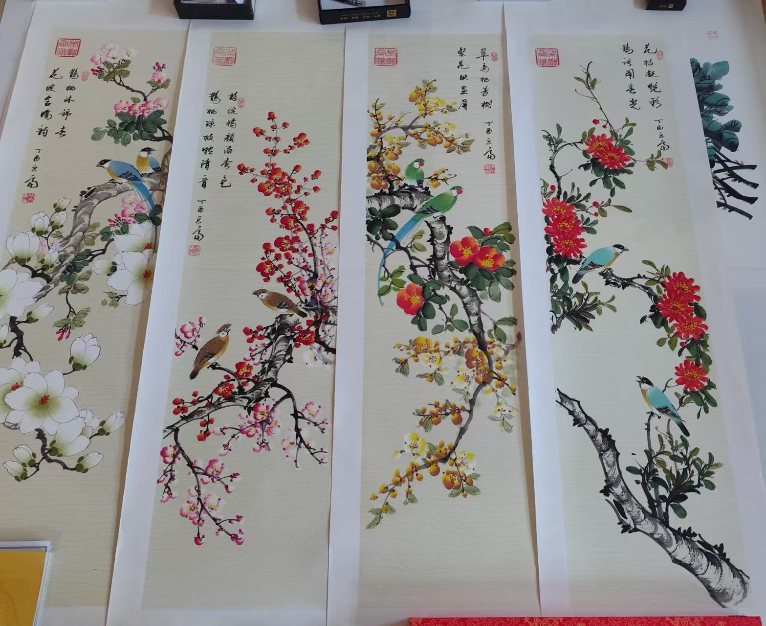 张巨富—–花鸟四条屏华茂艺术品交易平台华茂艺术全球交易平台