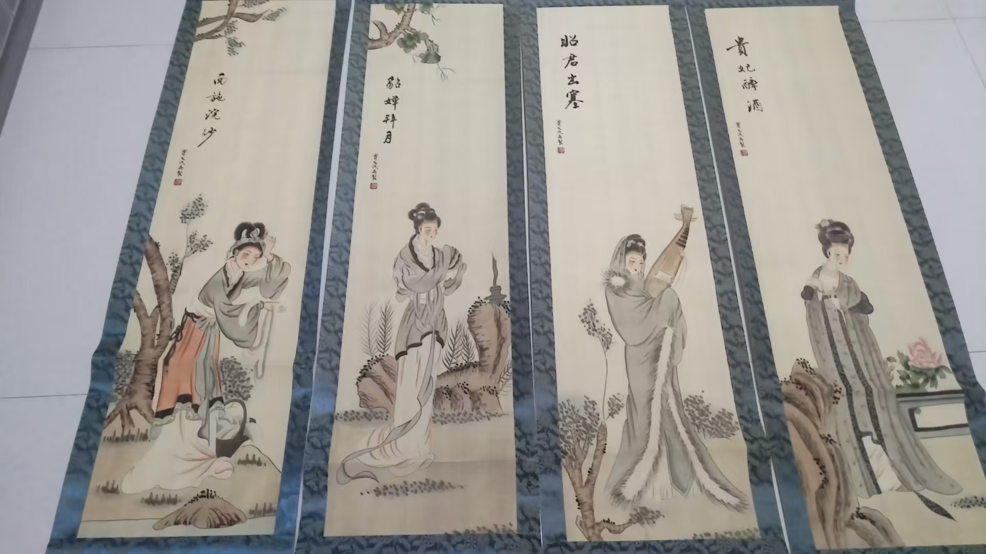 仇英——-四条屏人物画华茂艺术品交易平台华茂艺术全球交易平台