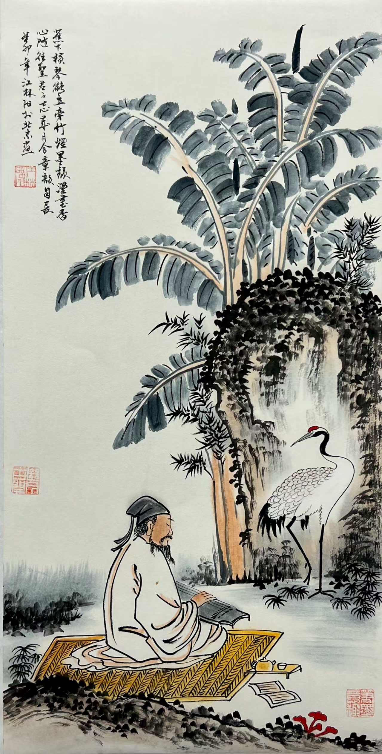 江林阳、又名江林春——《蕉鹤贤思图》华茂艺术品交易平台华茂艺术全球交易平台