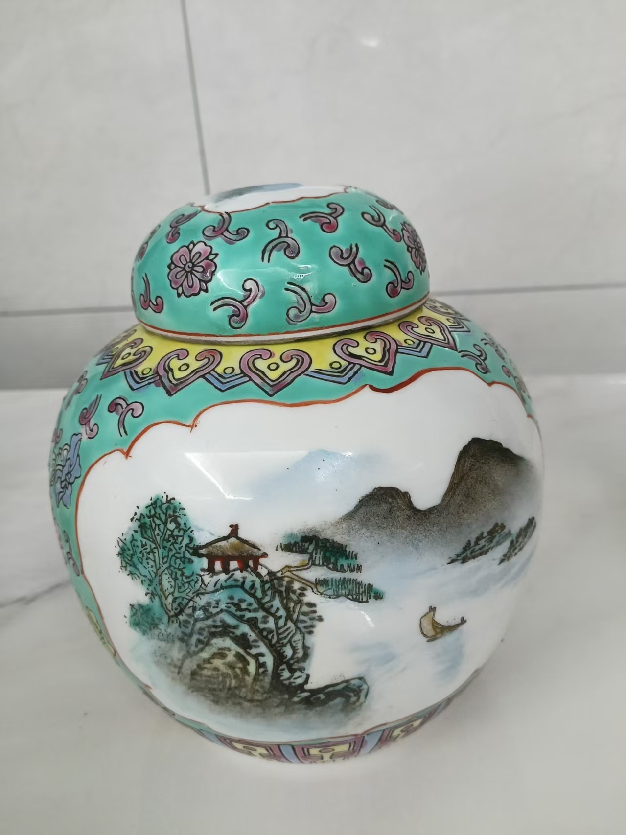 民国开窗花卉山水阁楼罐华茂艺术品交易平台华茂艺术全球交易平台