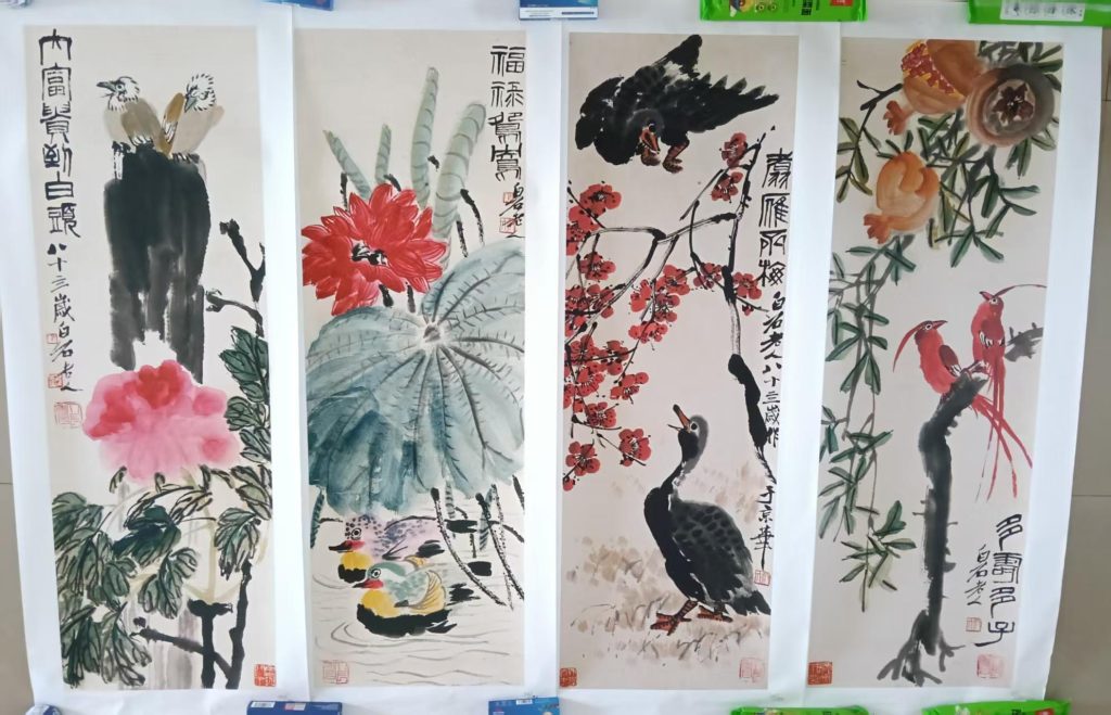图片[1]华茂艺术品交易平台《花鸟四时清赏图》的四条屏水墨写意花鸟画华茂艺术品交易平台华茂艺术全球交易平台
