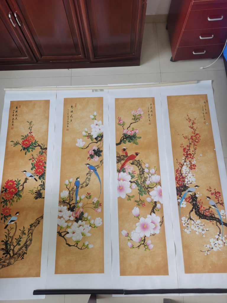图片[1]华茂艺术品交易平台花鸟四条屏华茂艺术品交易平台华茂艺术全球交易平台
